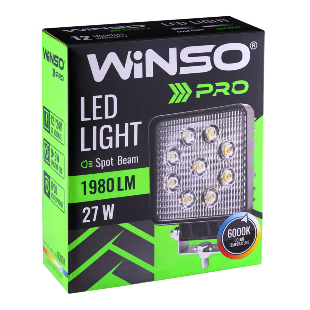 Фара світлодіодна Winso Pro Epistar точковий 10-30V, 27W (9x3W), 1шт
