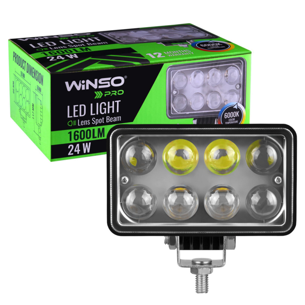 Фара светодиодная Winso Pro Epistar 4D точечный 10-30V, 24W (8x3W), 1шт
