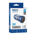 Автомобільний зарядний пристрій Brevia ePower DualCharge 30W 1xUSB-C+1xUSB-A, прозорий синій