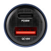 Автомобільний зарядний пристрій Brevia ePower DualCharge 30W 1xUSB-C+1xUSB-A, прозорий синій