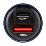 Автомобільний зарядний пристрій Brevia ePower DualCharge 30W 1xUSB-C+1xUSB-A, прозорий синій