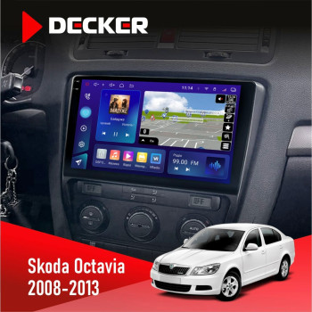  Штатна магнітола Skoda Octavia A5 2008-2013 Black Decker D10005 4x64, DSP, 360, 4G, 2k