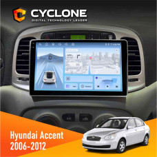 Штатная магнитола Hyundai Accent 2006-2012 Cyclone C9009 4x64, DSP, 4G, 2k