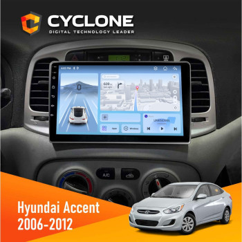 Штатна магнітола Hyundai Accent 2006-2012 Black Cyclone C9-012 4x64 DSP 4G