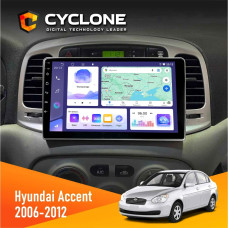 Штатная магнитола Hyundai Accent 2006-2012 Cyclone C9008 4x64, DSP
