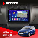 Штатная магнитола Volkswagen Touran 2003-2010 Black Climate Decker D10005 4x64, DSP, 360, 4G, 2k