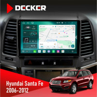 Штатная магнитола Hyundai Santa Fe 2006-2012 Decker D9004 6x128, DSP 360, 2k