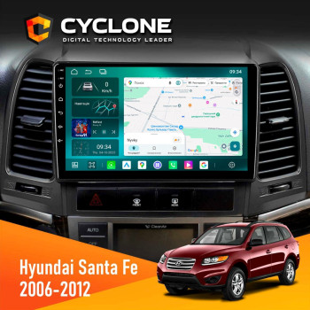 Штатная магнитола Hyundai Santa Fe 2006-2012 Cyclone C9-013 4x64 DSP 4G
