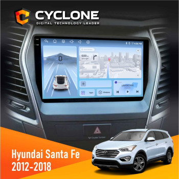 Штатная магнитола Hyundai Santa Fe 2012-2018 CAN Cyclone C9-012 4x64 DSP 4G