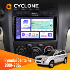 Штатная магнитола Hyundai Santa Fe 2000-2006 Cyclone C9008 4x64, DSP