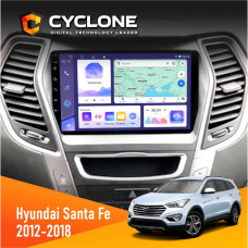 Штатная магнитола Hyundai Santa Fe 2012-2018 CAN Cyclone C9008 4x64, DSP