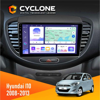 Штатная магнитола Hyundai I10 2008-2013 Cyclone C9-011 4x64, DSP
