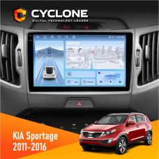 Штатная магнитола KIA Sportage 3 2011-2016 CAN Cyclone C9009 4x64, DSP, 4G, 2k