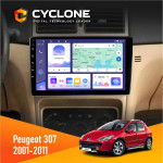Штатная магнитола Peugeot 307 2001-2011 Cyclone C9-011 4x64, DSP