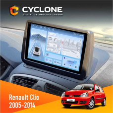 Штатная магнитола Renault Clio 2005-2014 (9'') Cyclone C9009 4x64, DSP, 4G, 2k