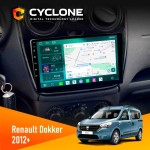 Штатная магнитола Renault Dokker, Sandero, Lodgy 2012 Cyclone C9-013 4x64 DSP 4G