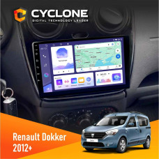 Штатная магнитола Renault Dokker, Sandero, Lodgy 2012+ (1 кнопка) Cyclone C9008 4x64, DSP