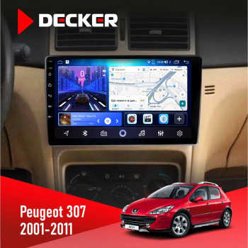 Штатная магнитола Peugeot 307 2001-2011 Decker D9-006 4x64, 4G