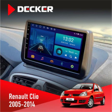 Штатная магнитола Renault Clio 2005-2014 Decker D9002 6x128, DSP, 360