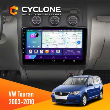 Штатна магнітола Volkswagen Touran 2003-2010 Black Climate Cyclone C10002 2x32, 4G, 2k