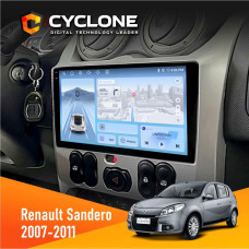 Штатная магнитола Renault Sandero 2007-2011 Cyclone C9009 4x64, DSP, 4G, 2k