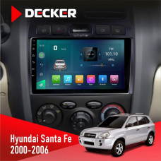 Штатная магнитола Hyundai Santa Fe 2000-2006 Decker D9003 6x128, DSP, 4G, 2k