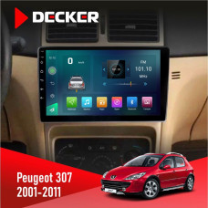 Штатная магнитола Peugeot 307 2001-2011 Decker D9003 6x128, DSP, 4G, 2k