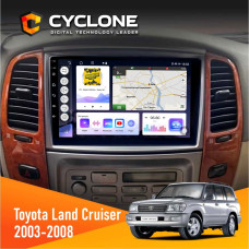 Штатная магнитола Toyota Land Cruiser (100) 2003-2008 Cyclone C10004 4x64, DSP, 2k