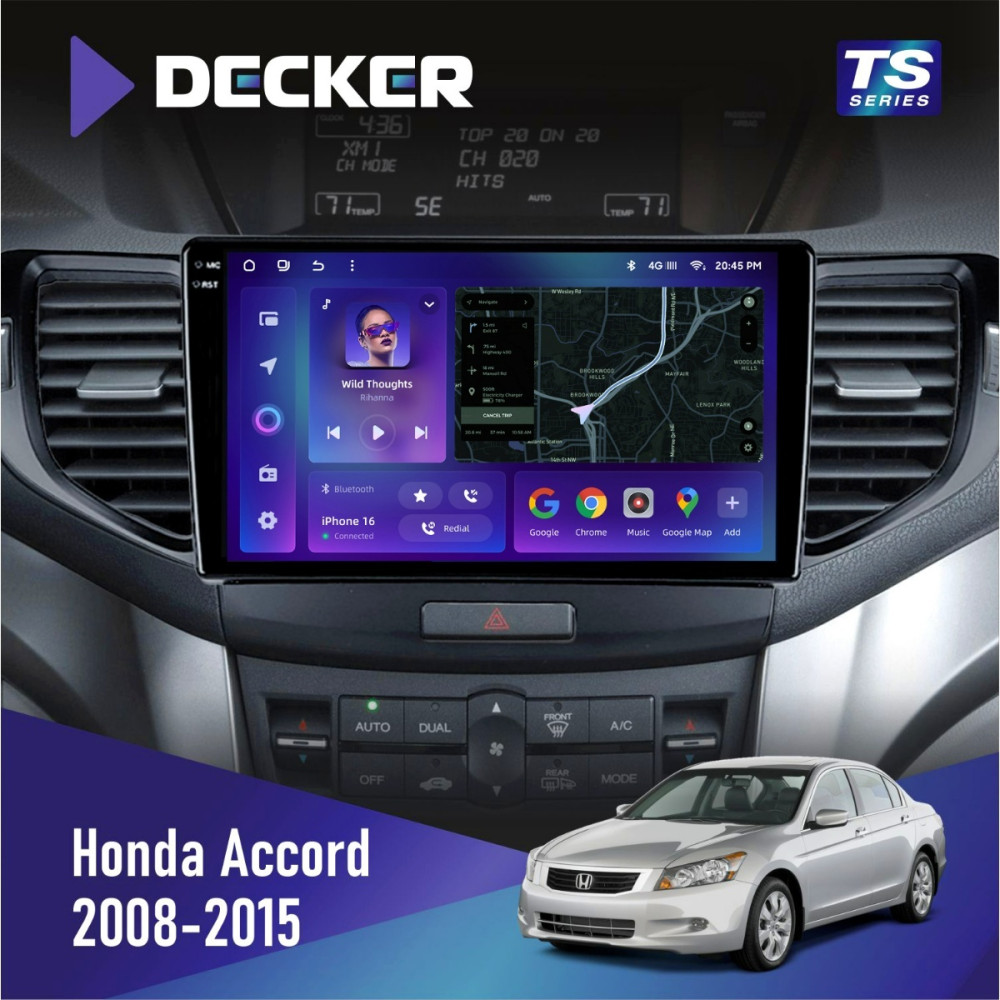 Штатна магнітола Honda Accord 2008-2015 Decker TS9004 TS 6x128, DSP 4G, 2k Штатна магнітола Honda Accord 2008-2015 Decker TS9004 TS 6x128, DSP 4G, 2k