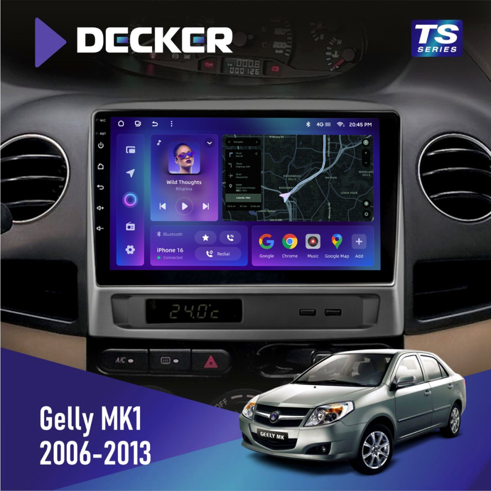 Штатна магнітола Gelly MK1 2006-2013 Decker TS9002 TS 4x32, DSP, 4G Штатна магнітола Gelly MK1 2006-2013 Decker TS9002 TS 4x32, DSP, 4G