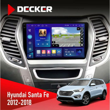 Штатная магнитола Hyundai Santa Fe 2012-2018 CAN Decker D9005 4x64, DSP, 360, 4G, 2k