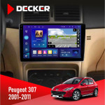 Штатная магнитола Peugeot 307 2001-2011 Decker D9005 4x64, DSP, 360, 4G, 2k
