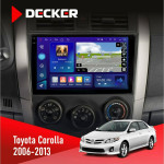 Штатная магнитола Toyota Corolla 2006-2013 Big frame Decker D9005 4x64, DSP, 360, 4G, 2k