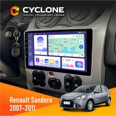 Штатная магнитола Renault Sandero 2007-2011 Cyclone C9008 4x64, DSP