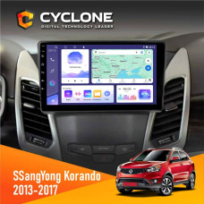 Штатная магнитола SsangYong Korando 2013-2017 Cyclone C9008 4x64, DSP