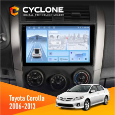 Штатная магнитола Toyota Corolla 2006-2013 Cyclone C9009 4x64, DSP, 4G, 2k