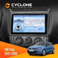  Штатна магнітола Volkswagen Polo 2011-2018 Cyclone C9009 4x64, DSP, 4G, 2k