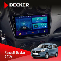 Штатная магнитола Renault Dokker, Sandero, Lodgy 2012+ (1 кнопка) Decker D9002 6x128, DSP, 360