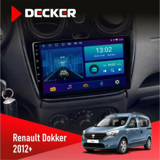 Штатная магнитола Renault Dokker, Sandero, Lodgy 2012+ (1 кнопка) Decker D9002 6x128, DSP, 360