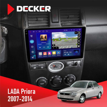 Штатна магнітола Lada Priora Black 2007-2014 Decker D9-005 4x64, DSP, 360, 4G, 2k
