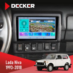 Штатная магнитола Lada Niva 1993-2018 Decker D9-009 4x64, DSP, 4G, 2k