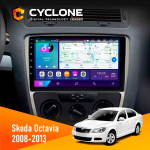 Штатная магнитола Skoda Octavia A5 2008-2013 Silver Cyclone C10-002 2x32, 4G, 2k
