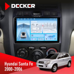 Штатна магнітола Hyundai Santa Fe 2000-2006 Decker D9-010 6x128 DSP 4G 2K