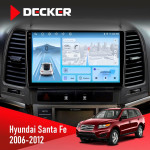 Штатна магнітола Hyundai Santa Fe 2006-2012 Decker D9-010 6x128 DSP 4G 2K