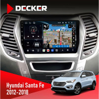 Штатная магнитола Hyundai Santa Fe 2006-2012 Decker D9-011 4x64 DSP 4G 360