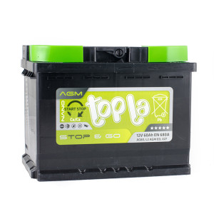 Акумулятор автомобільний Topla AGM Euro 60 Ah / 12V (680A) правий плюс (R+)