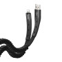 Кабель HOCO U78 USB to iP 2.4A, 0.8-1.2m, nylon, TPE connectors, elastic, Black