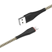 Кабель BOROFONE BX25 Powerful USB to iP 2.4A,1m, nylon, TPE connectors, Black