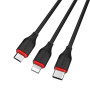 Кабель BOROFONE BX17 USB to iP+Type-C+Micro 2.4A, 1m, PVC, TPE connectors, Black