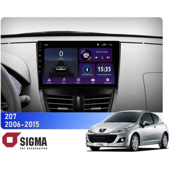 Штатная магнитола Sigma E9232 2+32 Gb Peugeot 207 2006-2015 9"